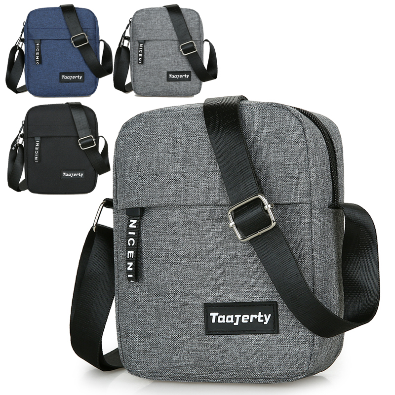 1 PCS Simple Casual Lightweight Solid Color Oxford  Portable Mini Zippered Square Men's Srossbody Bag For Outdoor